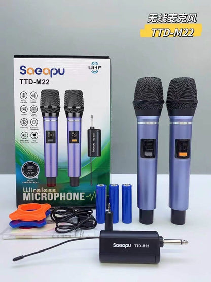 Wireless Microphone, UHF Dual Cordless Dynamic Mic TTD-M22