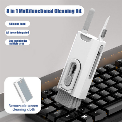 8-In-1 Computer Keyboard Cleaner Brush Kit Earphone Cleaning Pen for Headset Phone Cleaning Tools White