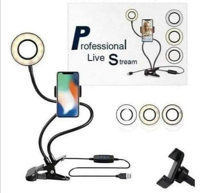 New Professional 2 in 1 Phone stand with Selfie ring light