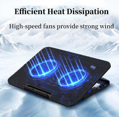 N99 Laptop Cooling Pad with Blue LED Light Notebook Cooler for 17" inch - Black