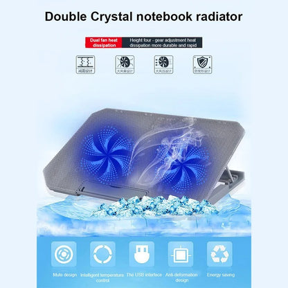 N99 Laptop Cooling Pad with Blue LED Light Notebook Cooler for 17" inch - Black