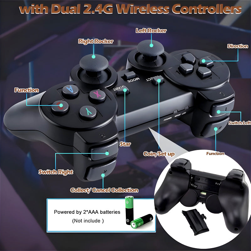 Wireless Controller Game Stick With 64gb Tf Card Plug and Play Video game