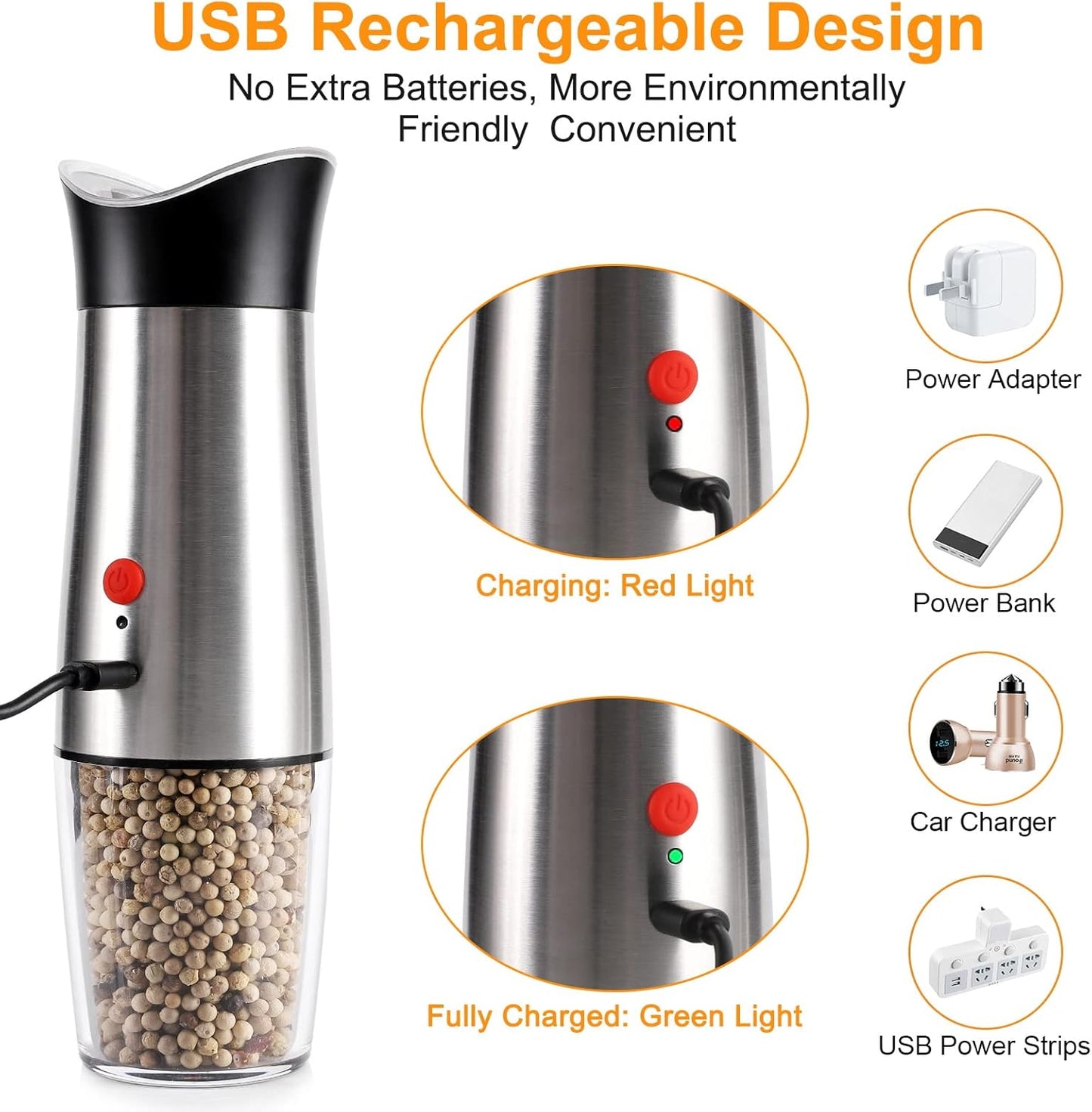 USB Gravity Electric Salt And Pepper Mill