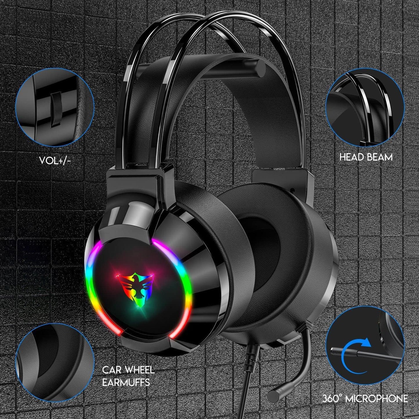 Gaming Headset, RGB Gaming Headphone.