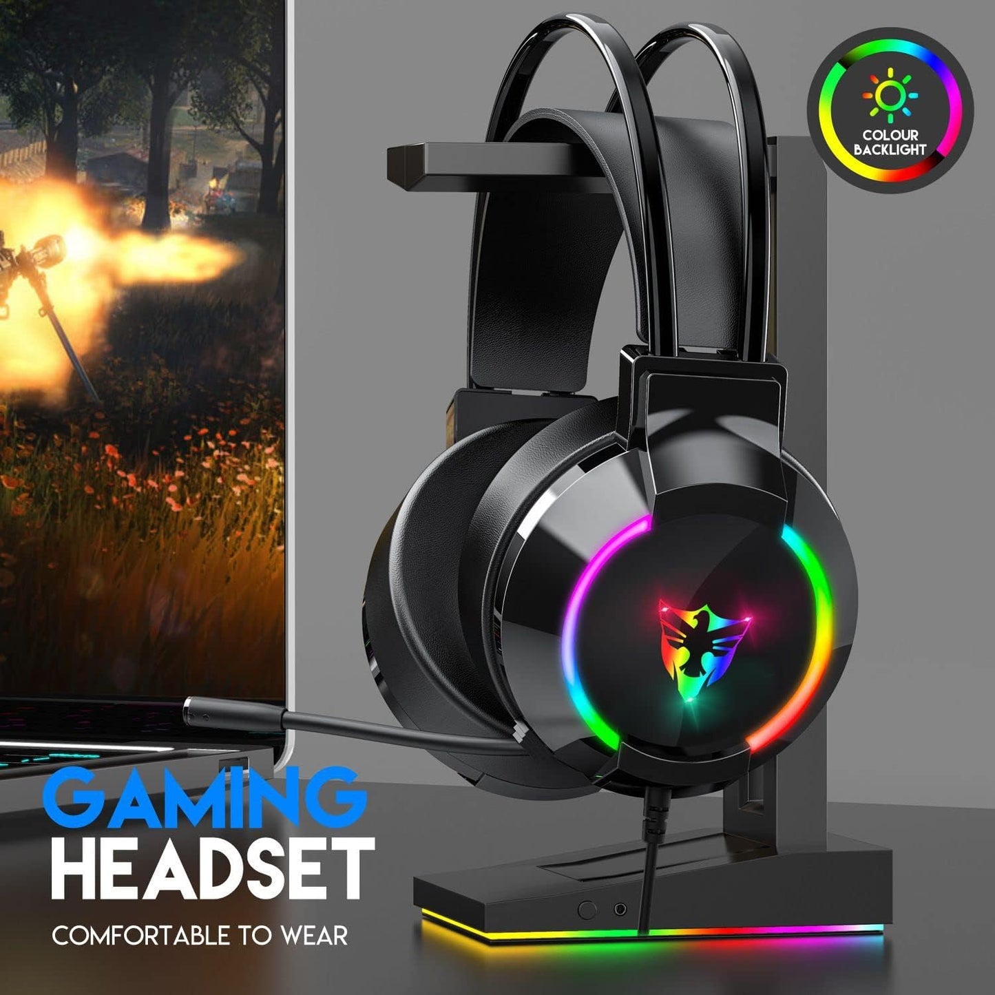 Gaming Headset, RGB Gaming Headphone.