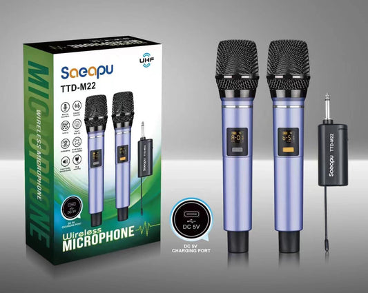 Wireless Microphone, UHF Dual Cordless Dynamic Mic TTD-M22