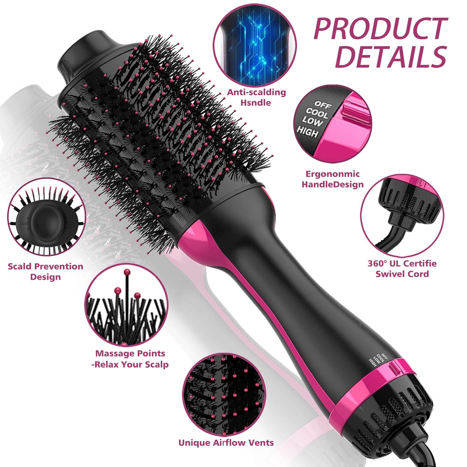 Hair Dryer Brush, 4 in 1 One Step Hair Dryer and Styler Volumizer