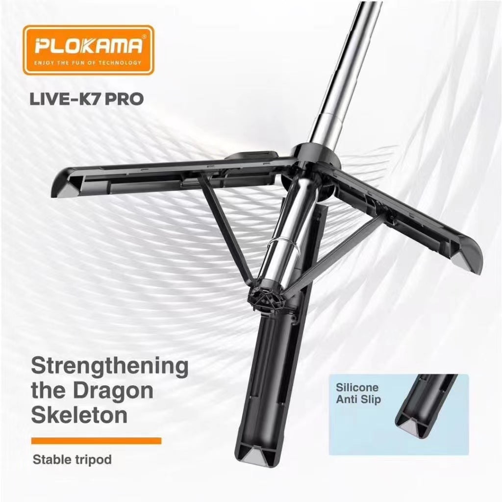 SELFIE STICK PLOKAMA LIVE K7-PRO WITH 2 RECHARGEABLE LIGHTS