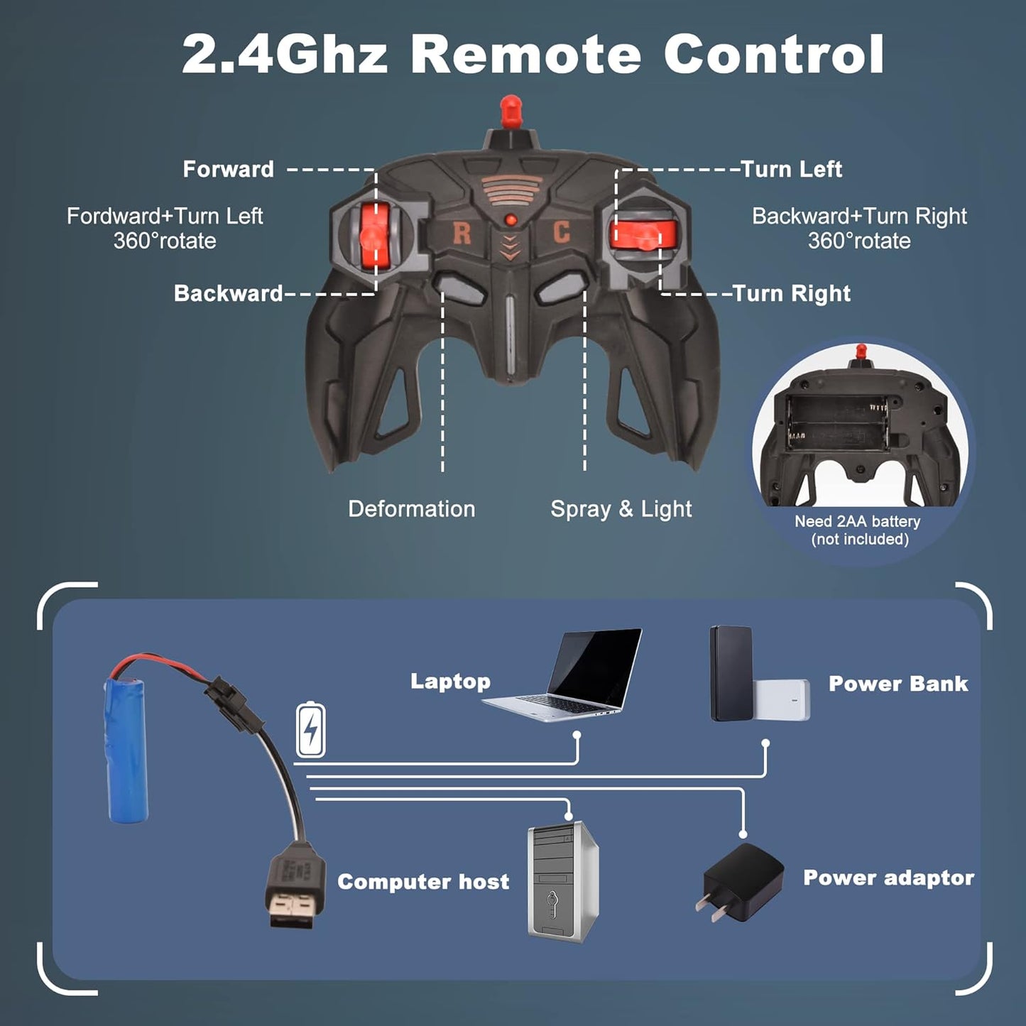 Transformer Robot RC Car with Spray