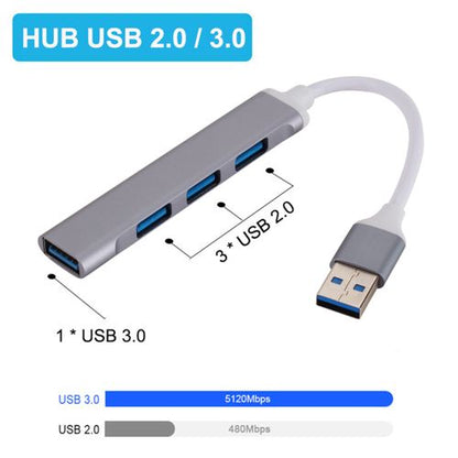 5gbps High-Speed Usb 3.0 Hub Aluminum Alloy Multiplex 4 Usb